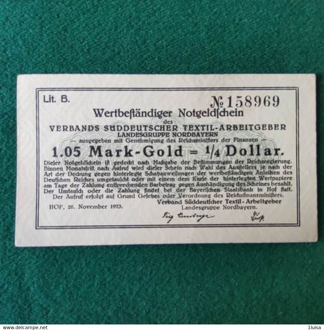 GERMANIA 1/4 DOLLAR 1923 - Deutsche Golddiskontbank