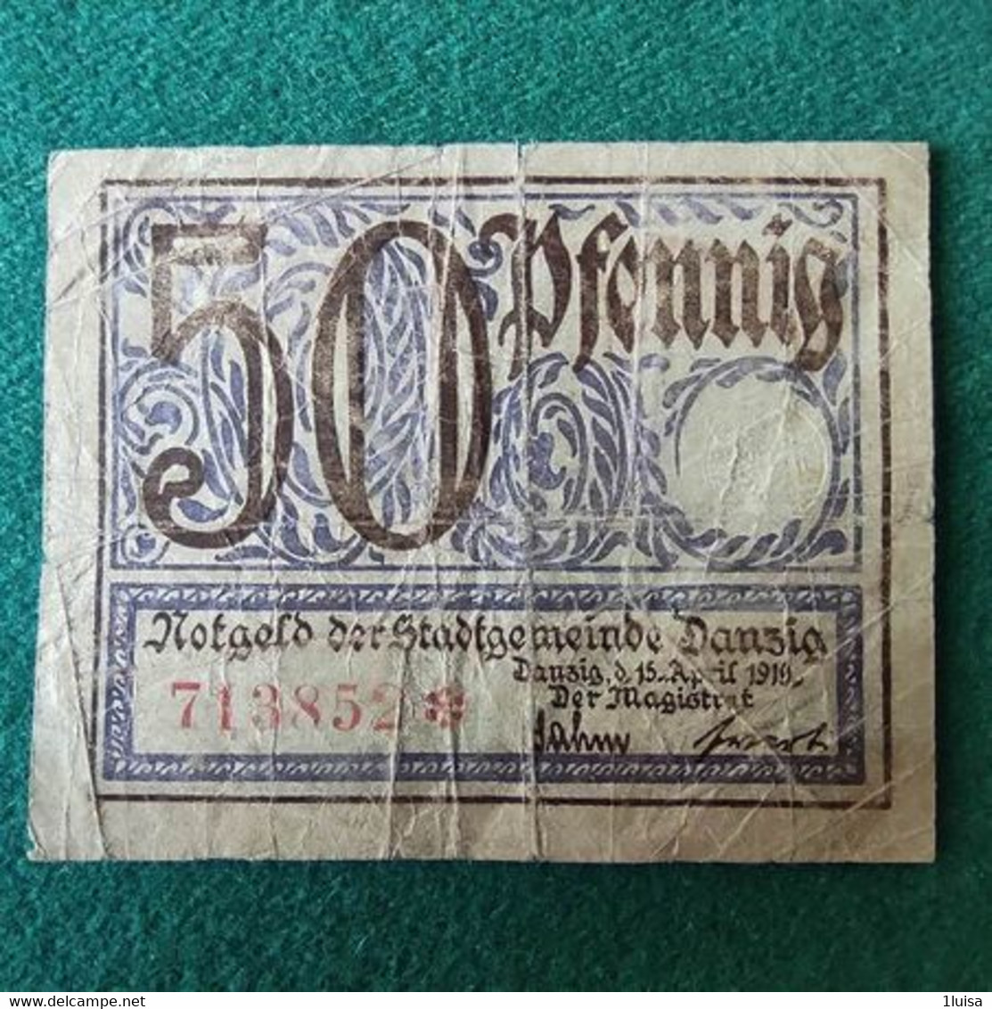 GERMANIA Danzica 50 PGENNING 1919 - Zonder Classificatie