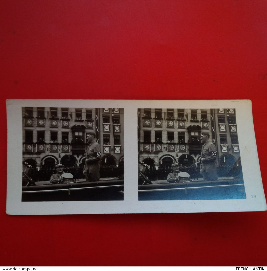 PHOTO HITLER III REICH IN EINER PAUSE IM BEIM VORBEIMARSCH DER FORMATIONEN - Stereo-Photographie