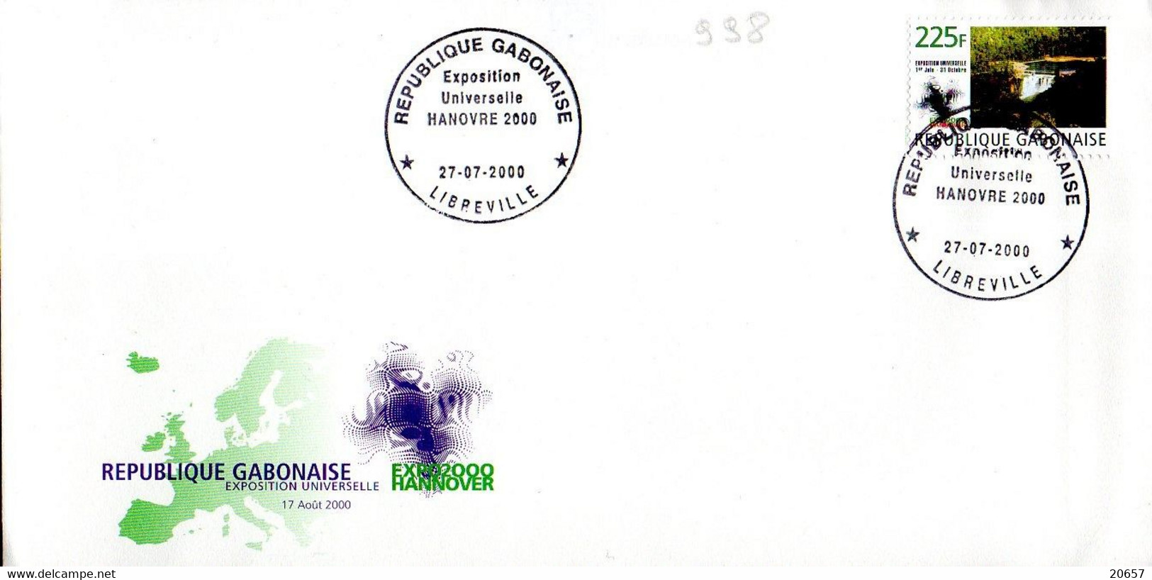 GABON 0998 Fdc Exposition Universelle Hanovre Germany 2000, Deutchland Hannover - 2000 – Hanovre (Allemagne)