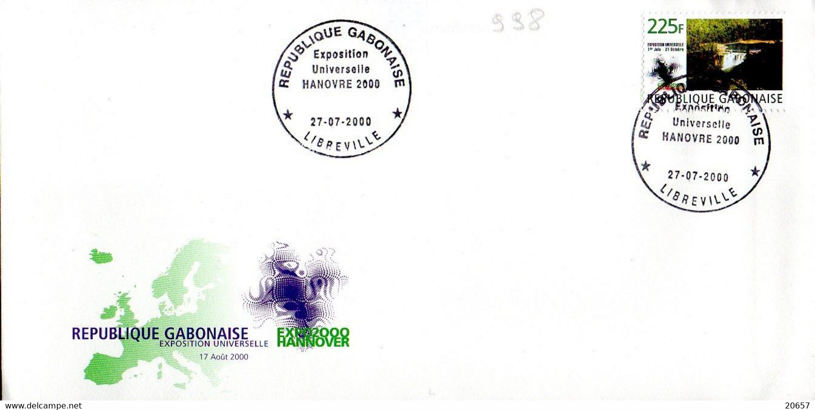 GABON 0998 Fdc Exposition Universelle Hanovre Germany 2000, Deutchland Hannover - 2000 – Hannover (Germania)