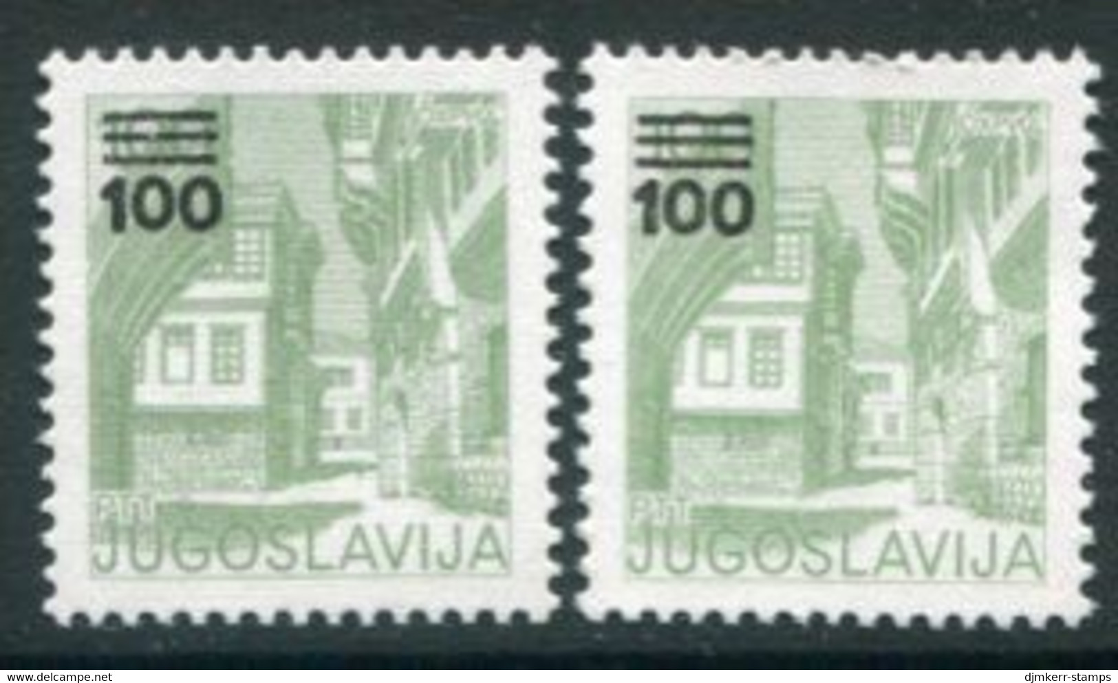 YUGOSLAVIA 1989 Surcharge 100 On 1.00 D. Both Perforations  MNH / **.  Michel 2338A,C - Neufs