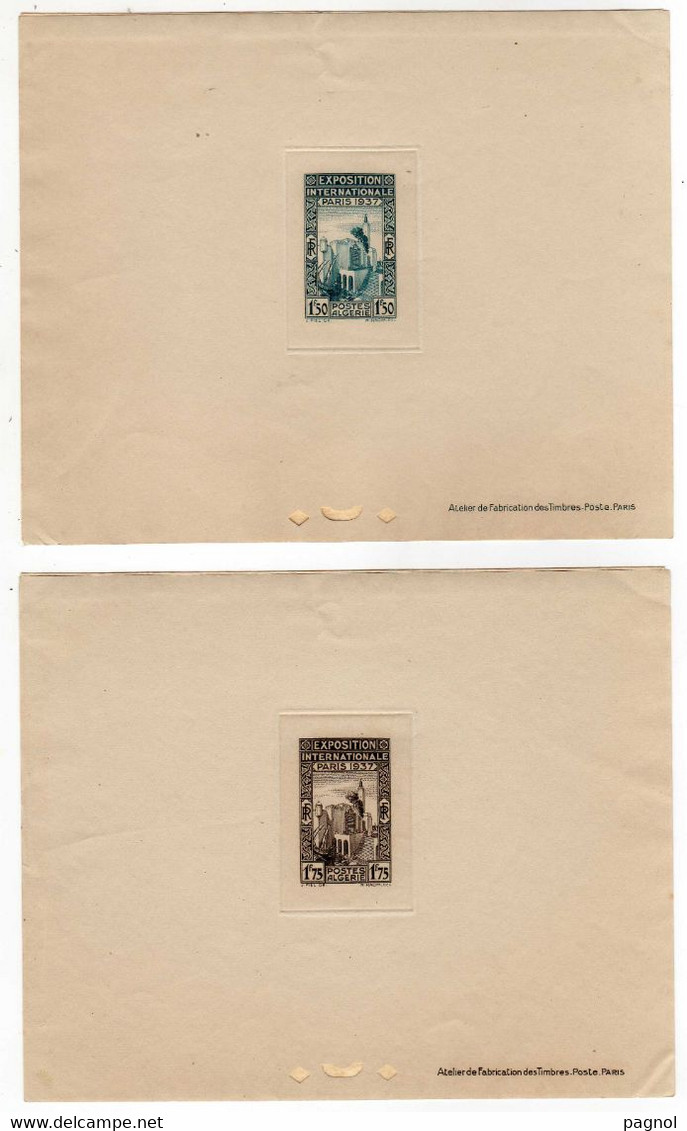 Algérie : Epreuve De Luxe : Exposition Internationale Paris 1937 N° 127 / 130 ( F. 15,5 X12,5 ) - Storia Postale