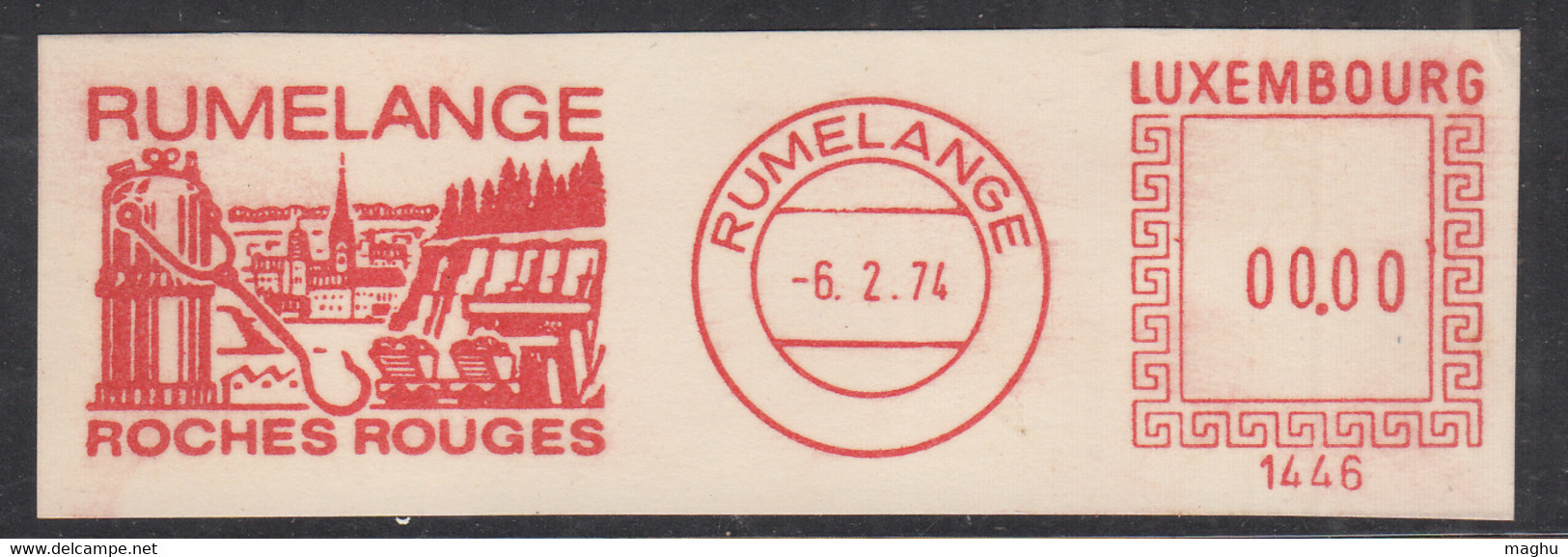 00.00 Value, Trial Meter Cancellation?, ATM Machine Stamp, Luxemburg, Rumelange Rochhes Rouges, Mineral, Mining Tools, - Maschinenstempel (EMA)