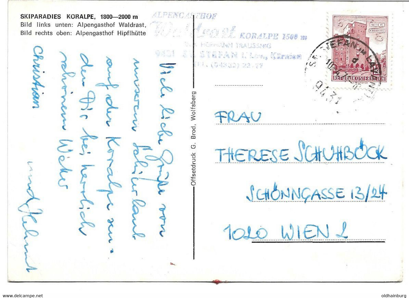 1646l: AK 9431 St. Stefan Im Lavanttal, Koralpe, Gelaufen 1972 Nach Wien - Wolfsberg