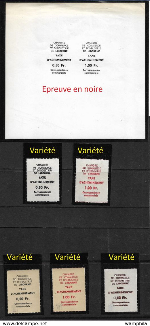 France. Grève, Chambre De Commerce, Libourne N°5/6**. (Variétés Rares. Signé Brun) Et épreuve En Noire. - Altri & Non Classificati