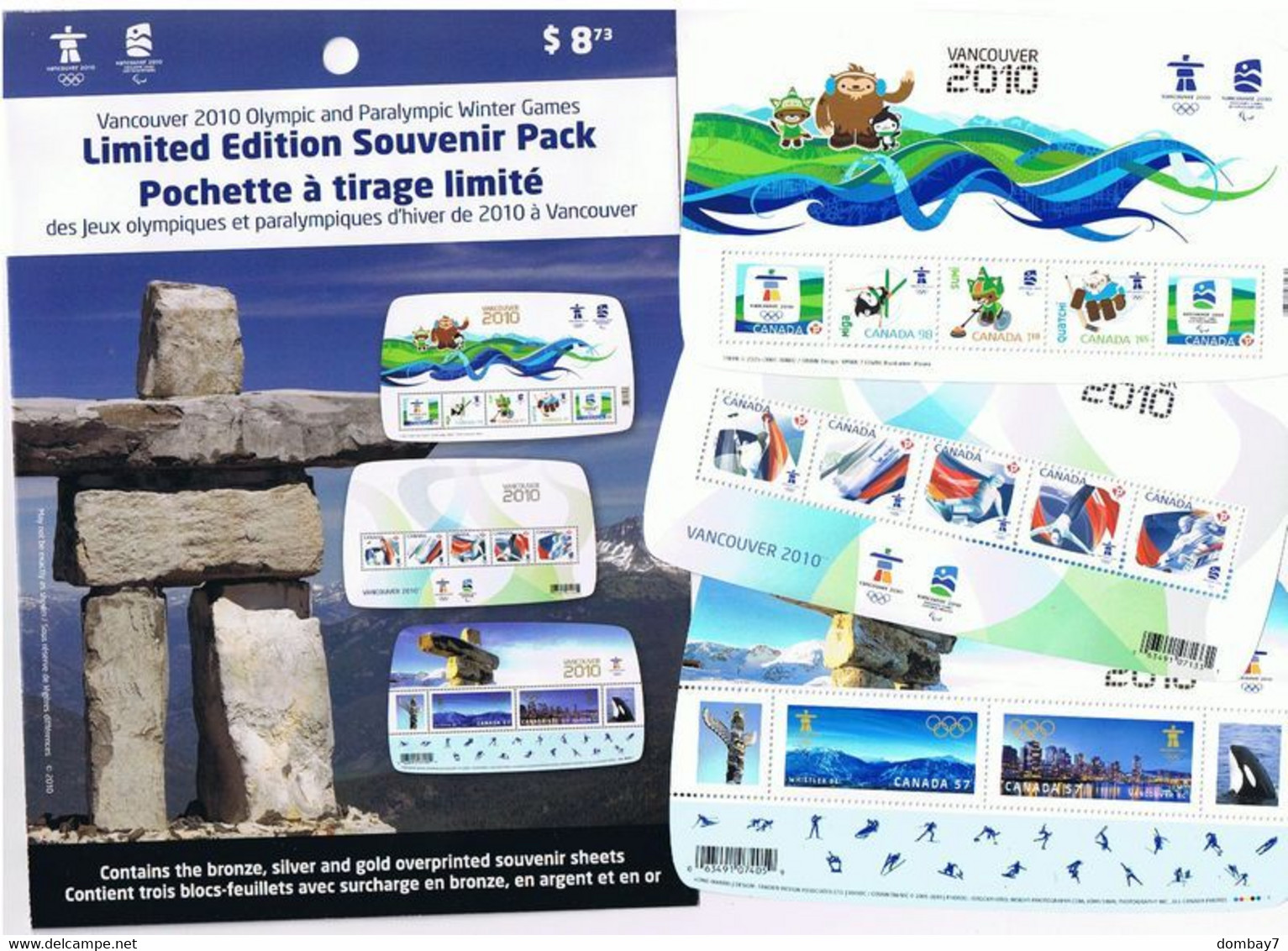 Qt. VANCOUVER 2010 OLYMPIC WINTER GAMES = Limited SEALED Souvenir Pack Of 3 MiniSheets/Blocks Canada 2010 MNH - Winter 2010: Vancouver