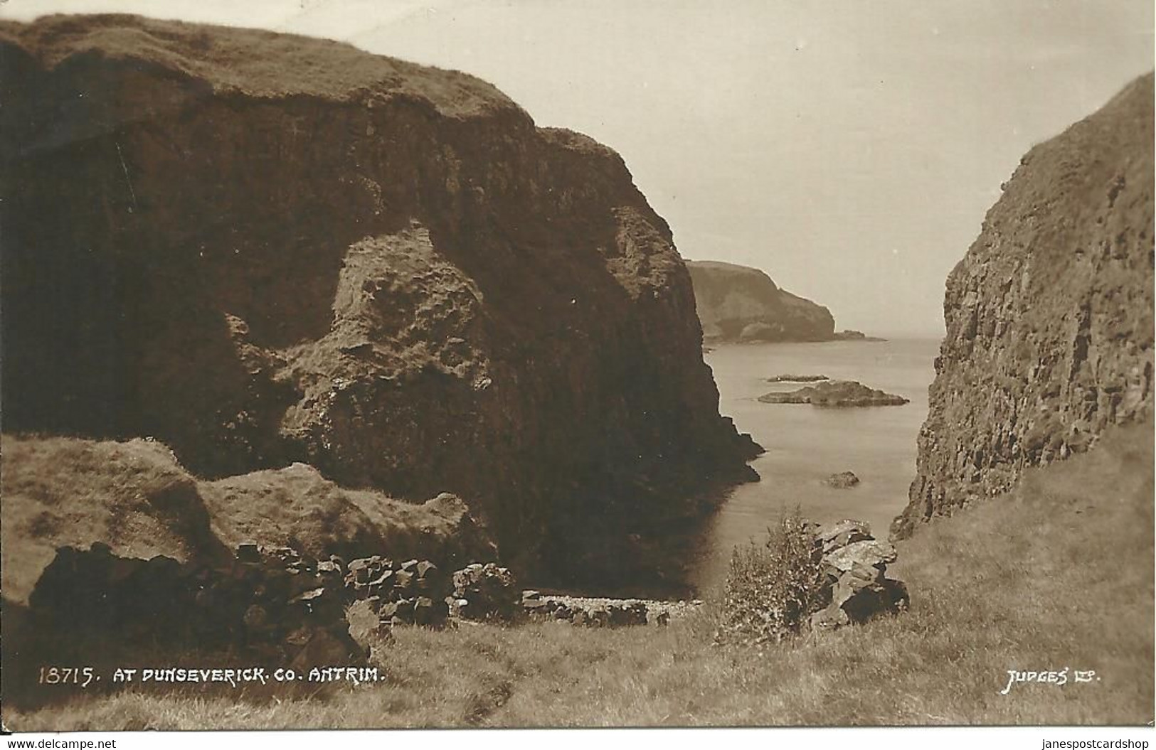 REAL PHOTOGRAPHIC POSTCARD - JUDGE'S - AT DUNSEVERICK - CO. ANTRIM - NORTHERN IRELAND - Antrim