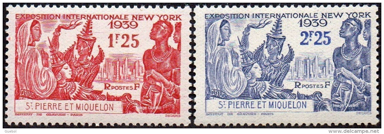 Détail De La Série Exposition Internationale De New York ** Saint Pierre Et Miquelon N° 189 Et 190 - 1939 Exposition Internationale De New-York