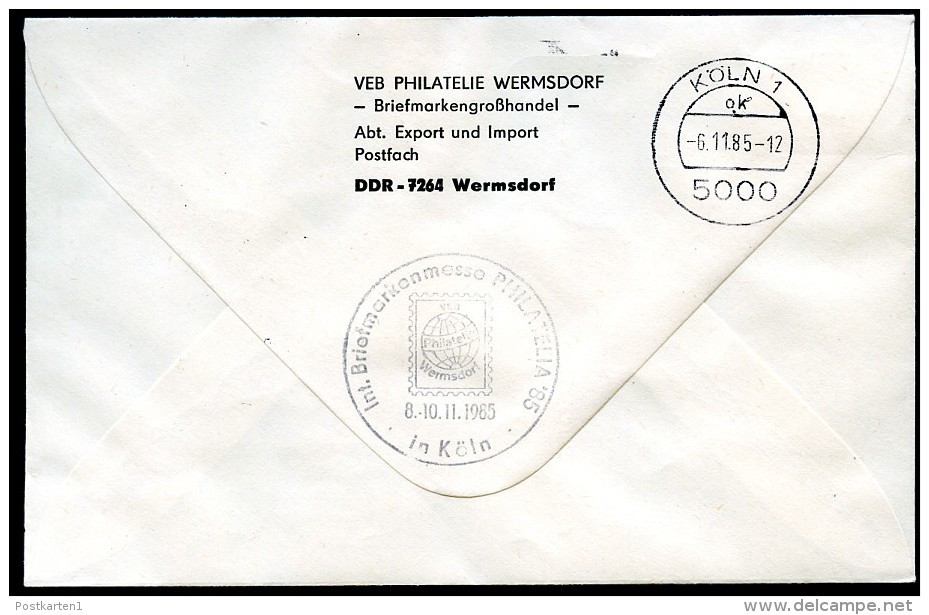 DDR U3-1b-85 C1-b Umschlag ZUDRUCK PHILATELIA KÖLN Gebraucht 1985 - Enveloppes Privées - Oblitérées