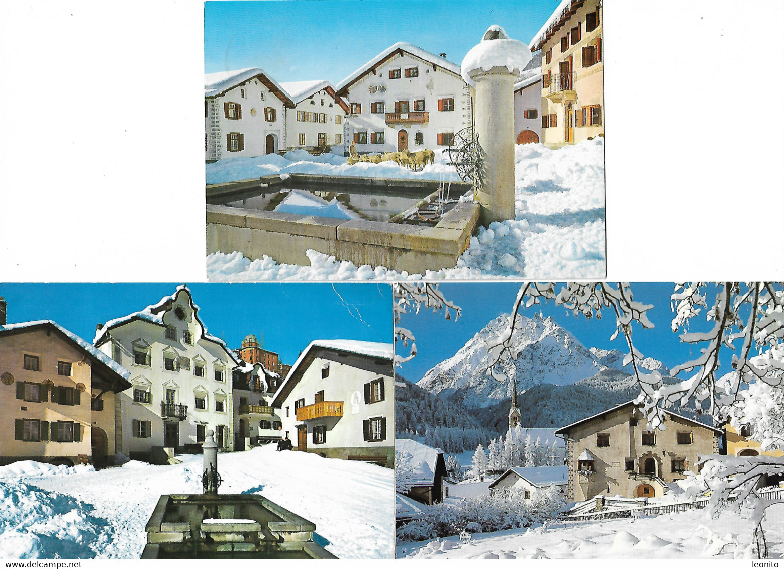 Scuol Winter Dorfplatz Wintersportplatz Heilbad Bad Scuol Tarasp Vulpera, 3 X - Scuol