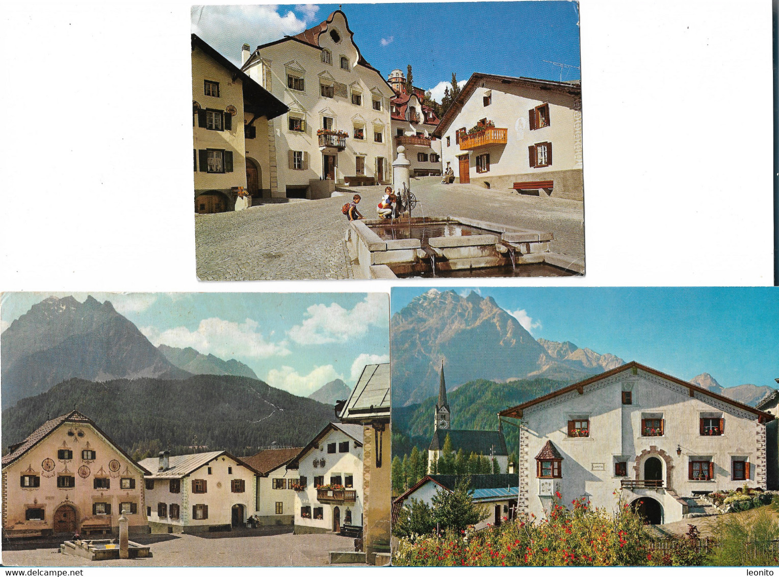 Scuol Sommer Dorfplatz Alpines Heilbad Bad Scuol Tarasp Vulpera, 3 X - Scuol