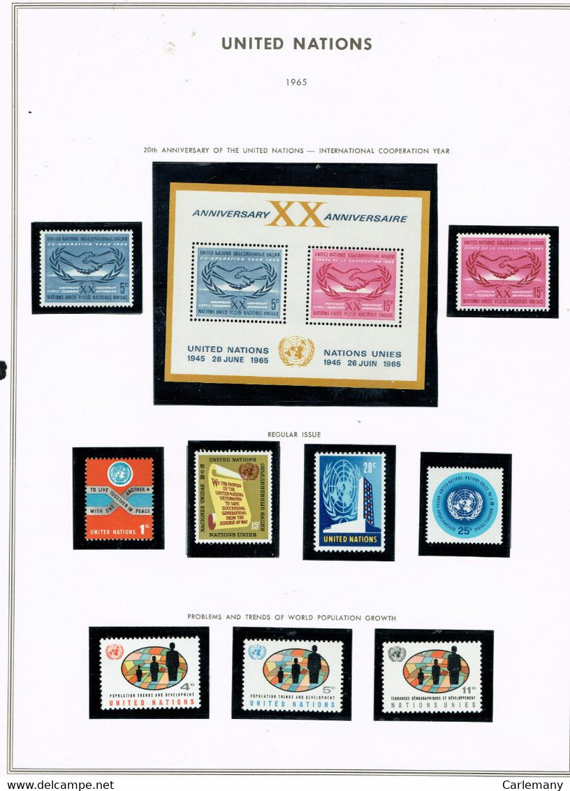 UNITED NATIONS 1965 9V + BLOC - Colecciones & Series