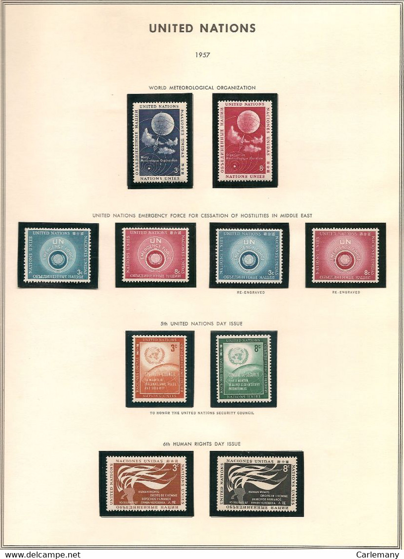 UNITED NATIONS 1957 10V LUXE - Collections, Lots & Séries