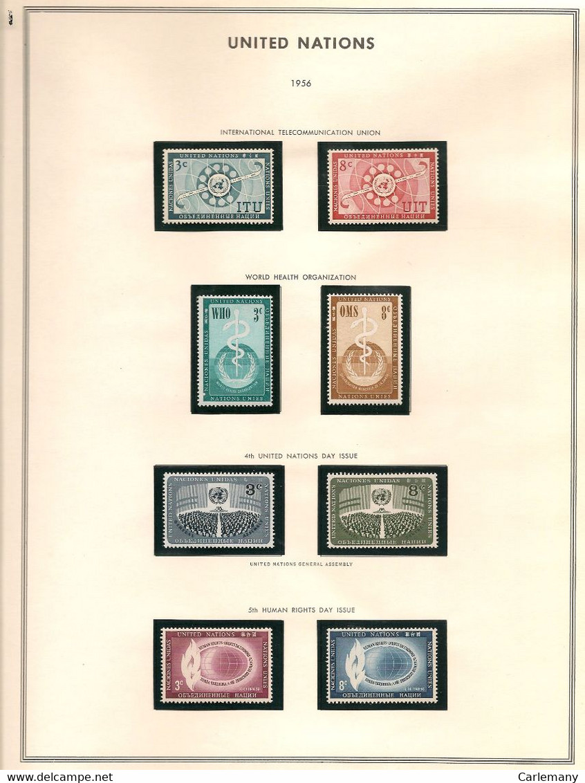 UNITED NATIONS 1956  8V LUXE - Verzamelingen & Reeksen