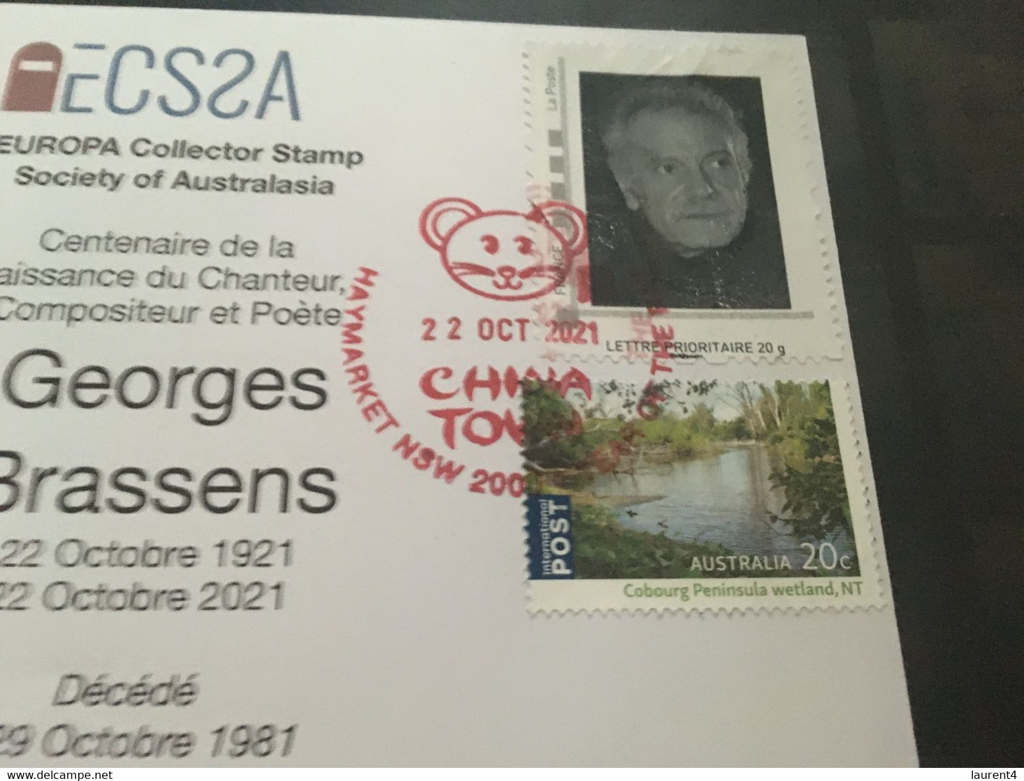 (1 E 28) France - Centenary Of The Birth Of Georges Brassens - 22 October 1921 (with French & Australian Stamp) - Chanteurs