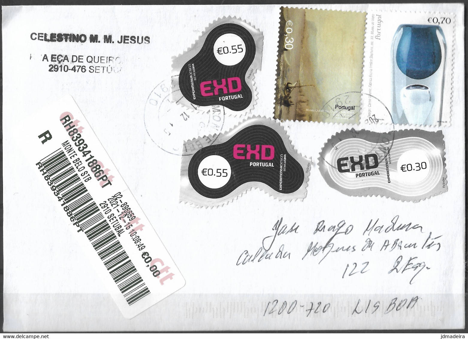 Portugal Registered Cover Design Stamps - Cartas & Documentos