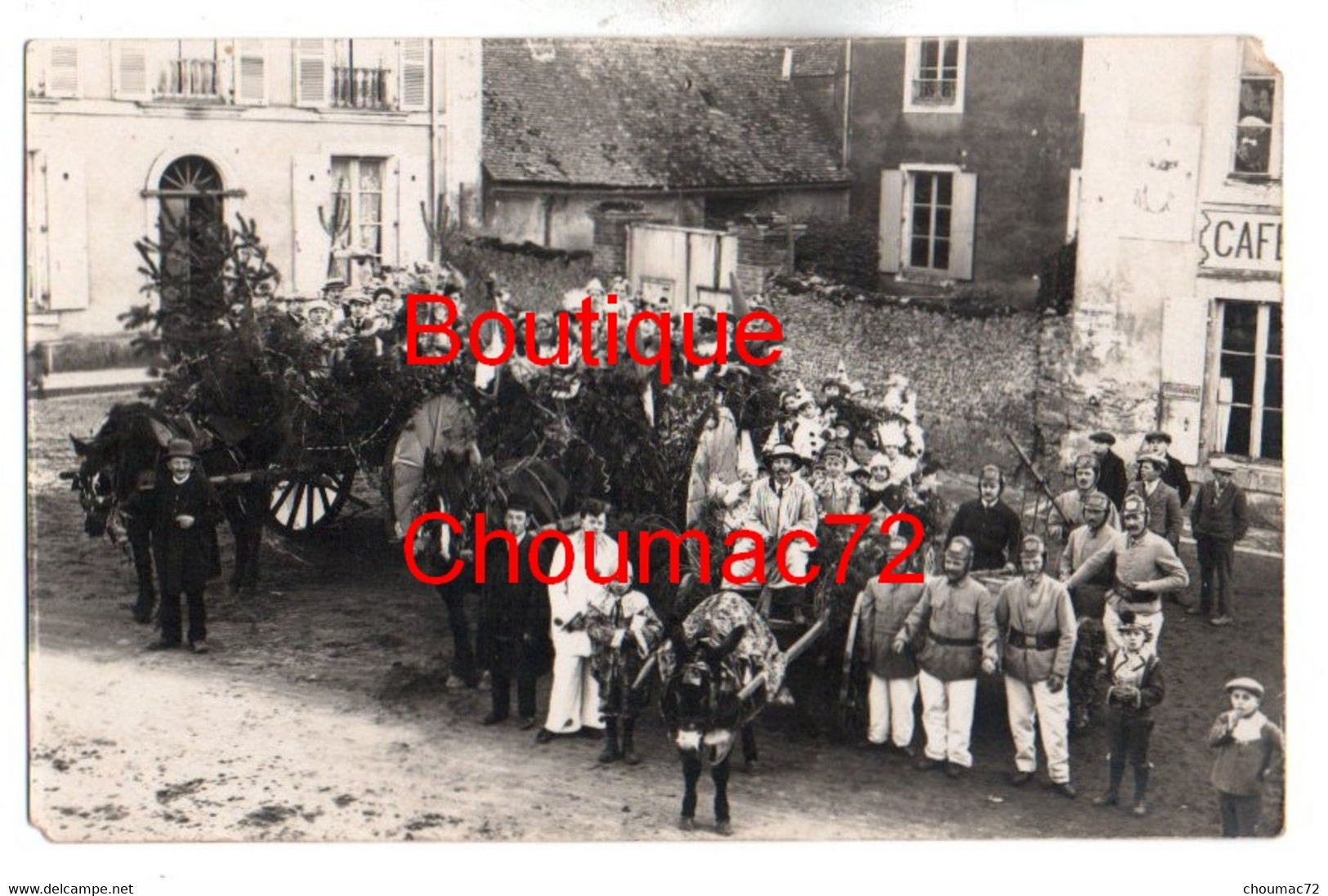 1603, Sarthe, Volnay, Carte Photo, Route De Bouloire, Cavalcade Avec Les Pompiers, Non Voyagée, 1 Trou De Punaise, Petit - Altri & Non Classificati