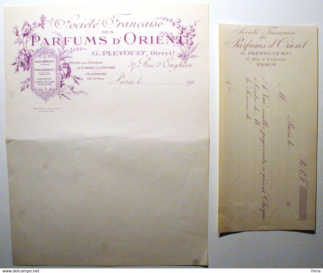Société Française Des PARFUMS D'ORIENT - Paris (Usines De Cannes Et De Catane) Années 1920      ** 2 Scans ** /P36a - Droguerie & Parfumerie