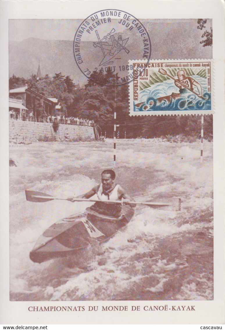 Carte Maximum  1er  Jour   FRANCE   Championnat  Du   Monde   De   Canoë  Kayak    BOURG  SAINT  MAURICE   1969 - Kanu