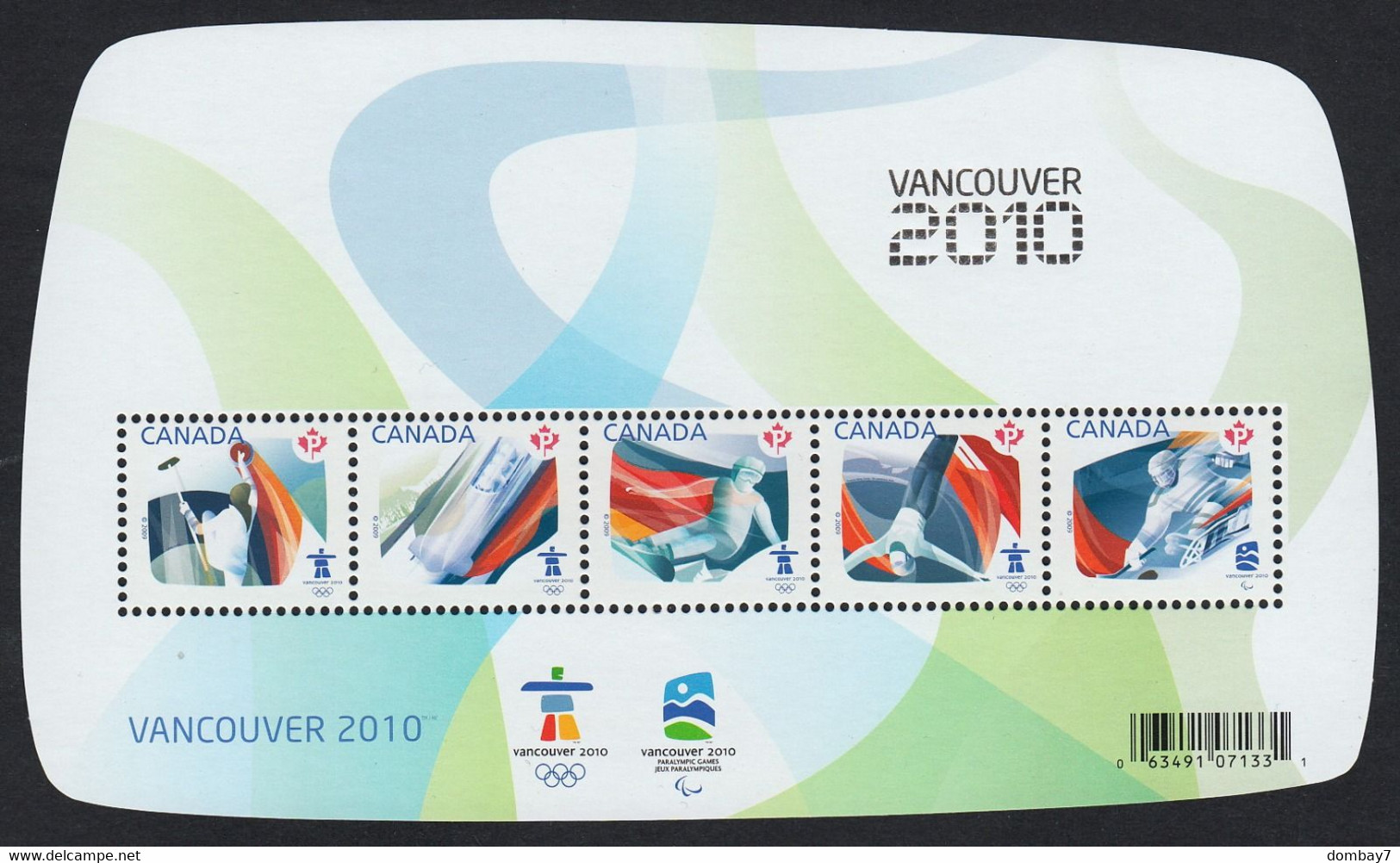 Qt. SILVER OVERPRINT Souvenir Sheet = 2010 VANCOUVER WINTER OLYMPIC GAMES = Canada 2009 Sc# 2299f - Hiver 2010: Vancouver