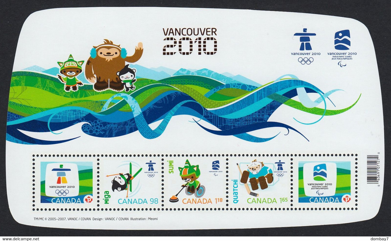 Qt. BRONZE OVERPRINT Souvenir Sheet = 2010 VANCOUVER WINTER OLYMPIC GAMES = Canada 2009 Sc# 2305f - Inverno2010: Vancouver