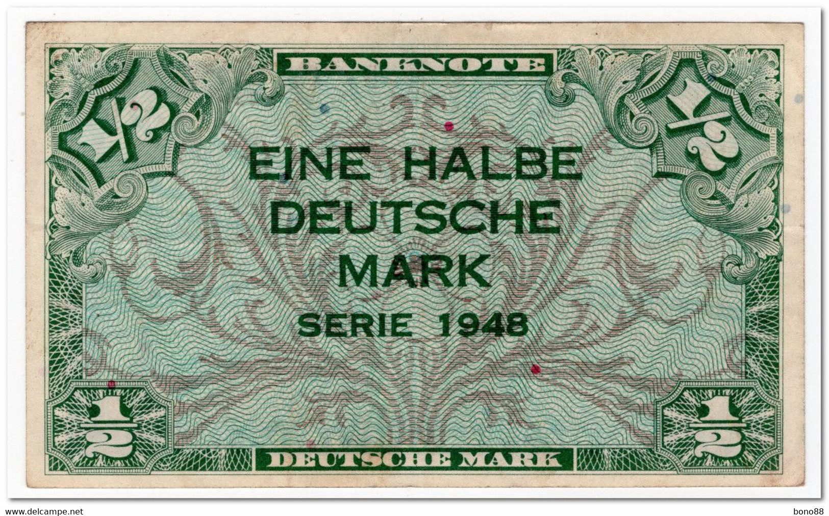 GERMANY,FEDERAL REPUBLIC,1/2 MARK,1948,P.1,VF-XF - Other & Unclassified