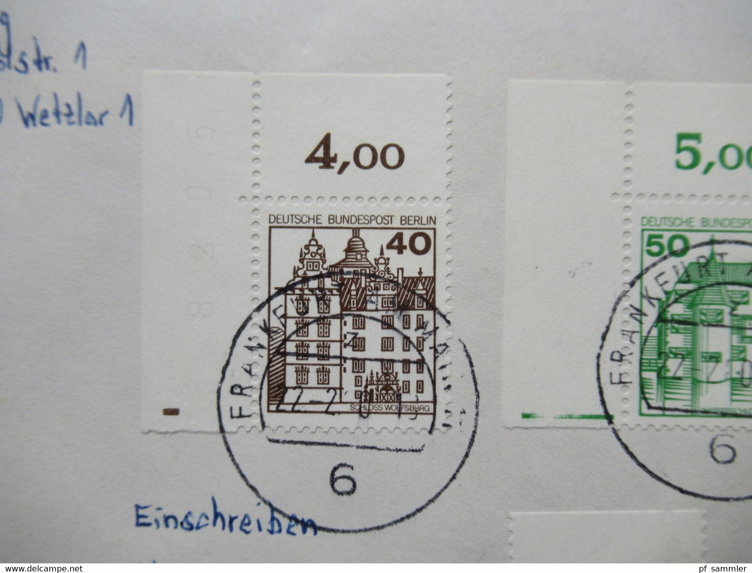 Berlin / BRD MiF 1980 Freimarken BuS Eckrand / Oberrand Einschreiben Fernbrief Frankfurt Am Main - Potsdam - Cartas & Documentos