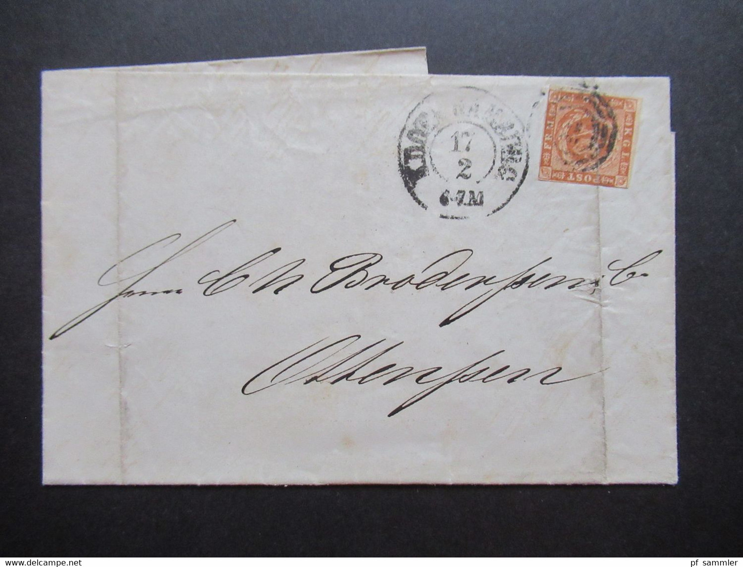 AD 1858 Dänemark / Hamburg Königlich Dänisches Ober Postamt Doppelkreisstempel KDO PA Und Nummerstempel 2 - Hambourg