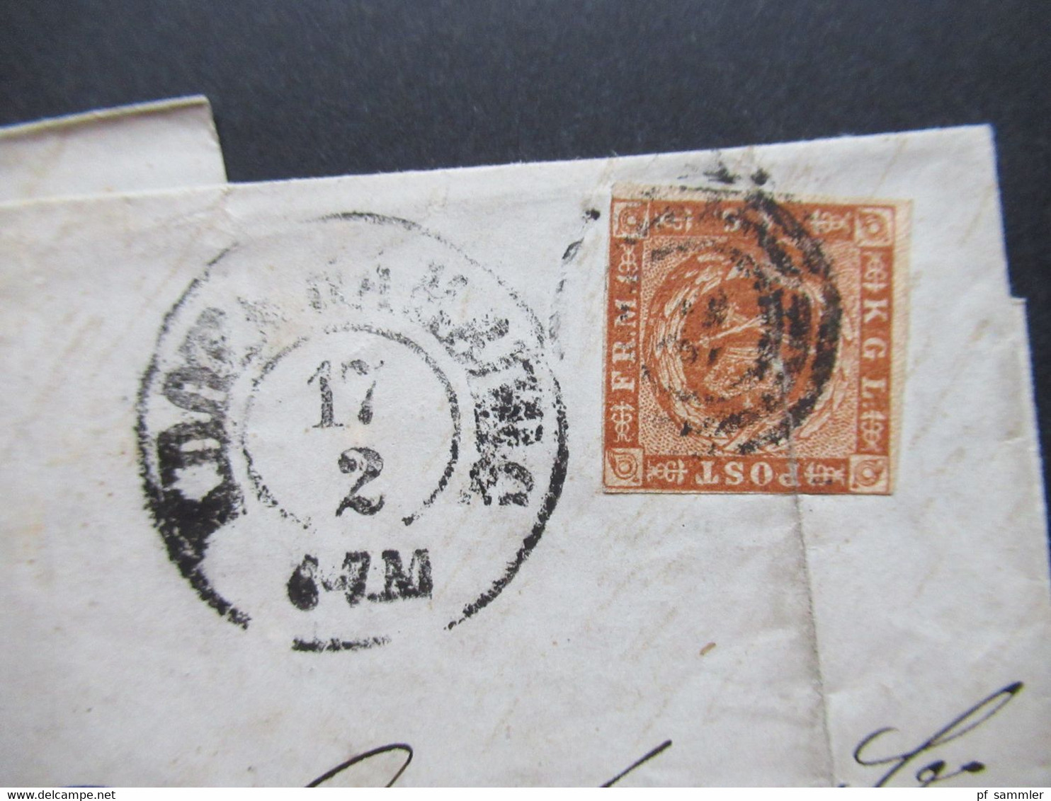 AD 1858 Dänemark / Hamburg Königlich Dänisches Ober Postamt Doppelkreisstempel KDO PA Und Nummerstempel 2 - Hamburg (Amburgo)