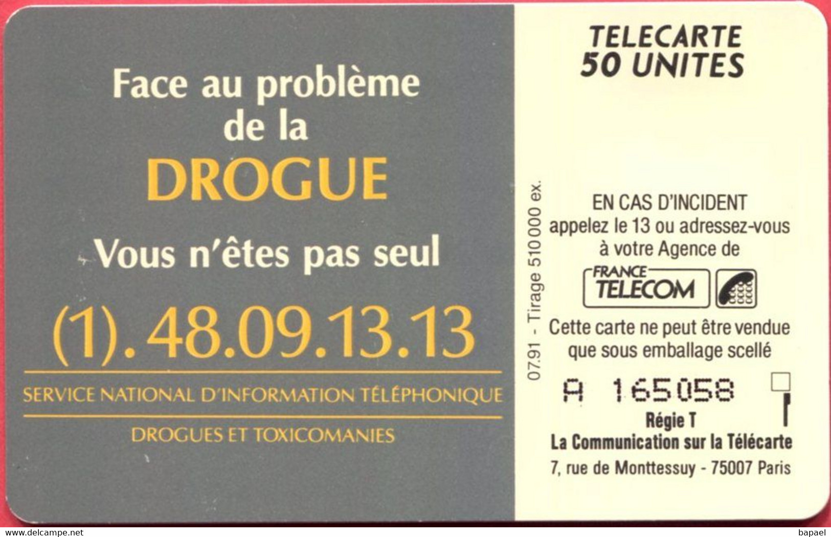 Télécarte Réf Pho 0163 (1991) - Thème Chiffres - Téléphone (Recto-Verso) - Opérateurs Télécom