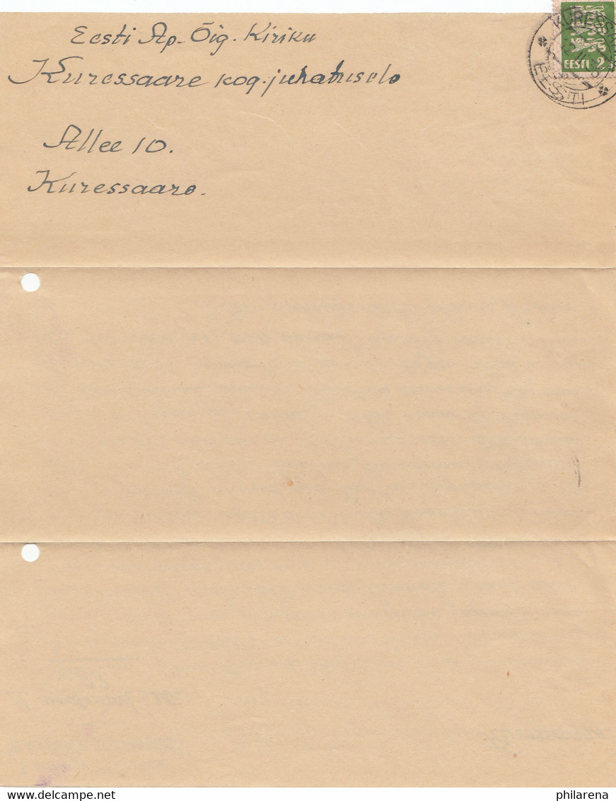 Estland: 1936 Brief Von Kuressaare - Estonia