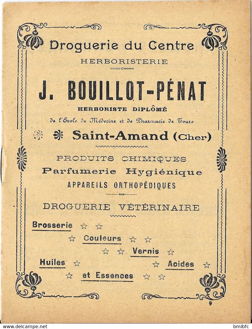 Droguerie Du Centre -Herboristerie - J. BOUILLOT - PÉNAT - Saint-Amand (Cher) Dépôt Peinture  RIPOLIN - Droguerie & Parfumerie