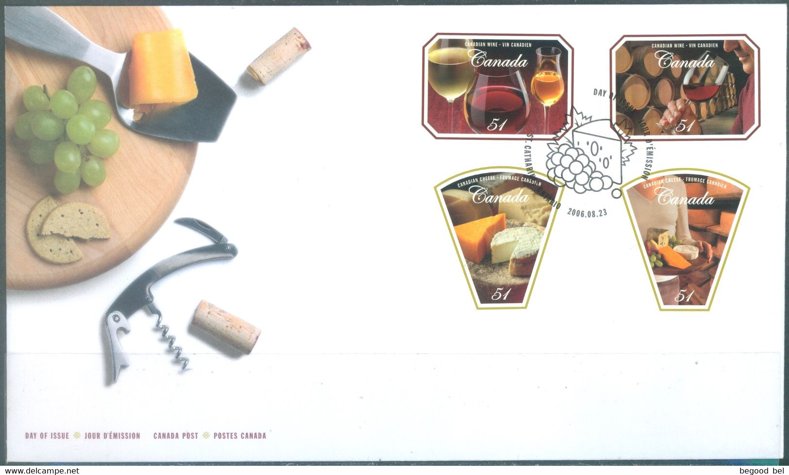 CANADA - FDC - 23.8.2006 - WINE AND CHEESE - Yv 2235-2238 - Lot 24371 - 2001-2010