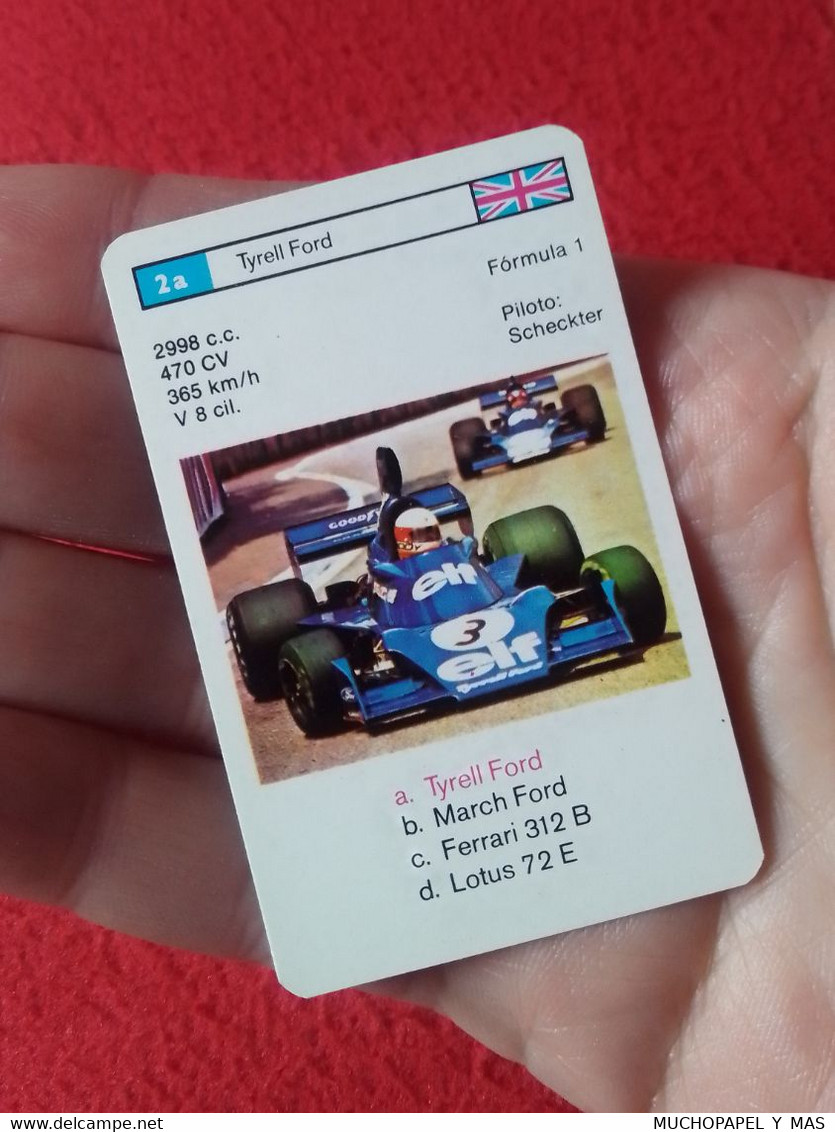 CROMO CARTA NAIPE MINICARTA CARD O SIMIL F1 FORMULA 1 RACE CARS CARRERAS AUTOS PILOTO SCHECKTER TYRELL FORD UK ELF PILOT - Automobile - F1