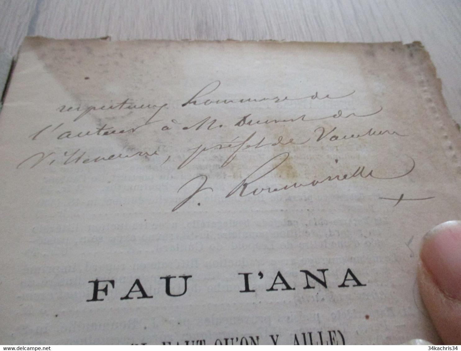 Provençal Félibrige  Mistral  Fau L'Ana 1877 Dialogo Prouvençau Envoi De J.Roumanille Rare édition Bilnigue - Livres Dédicacés