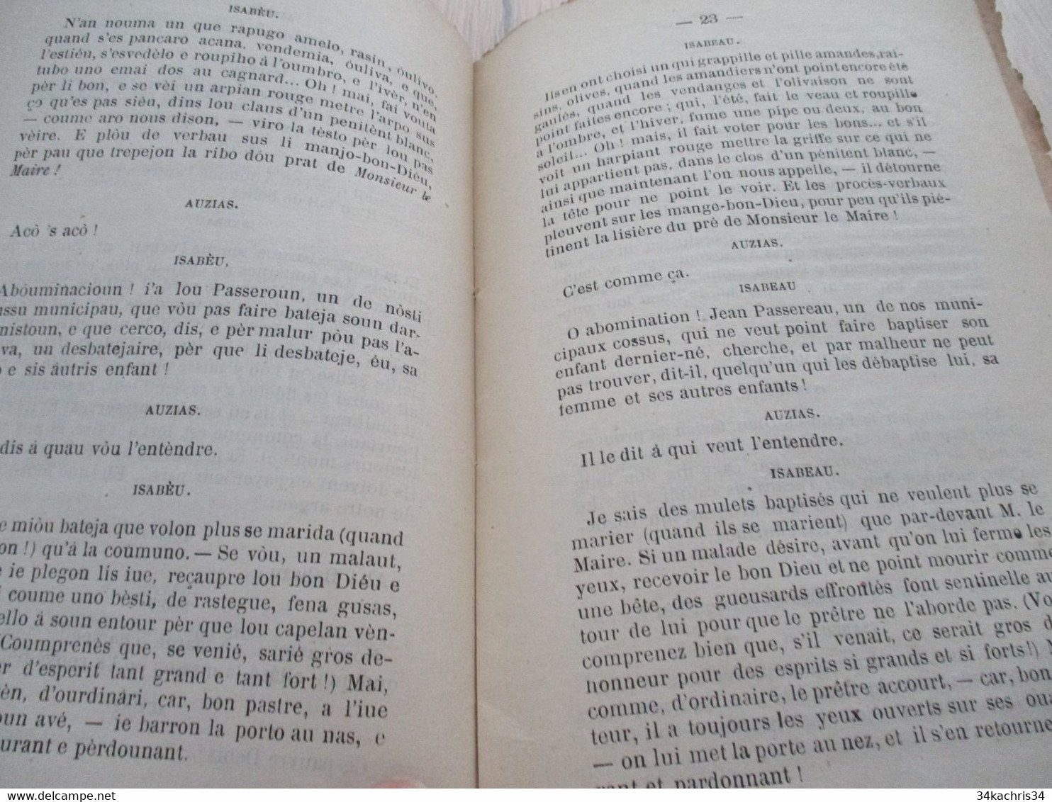 Provençal Félibrige  Mistral  Fau L'Ana 1877 dialogo prouvençau envoi de J.Roumanille rare édition bilnigue