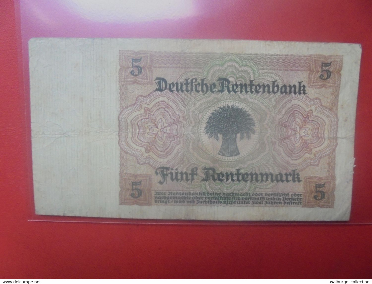 Rép. Weimar  5 MARK 1926 Circuler - 5 Rentenmark