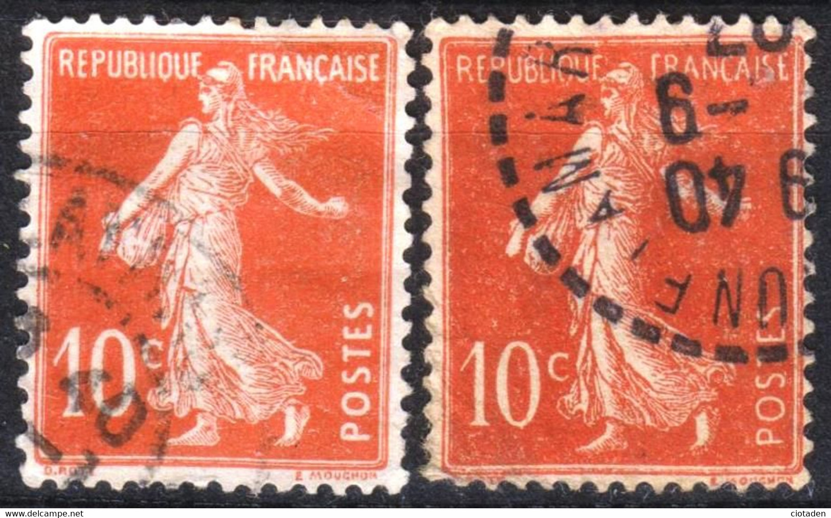 Semeuse - 1906 - 10c Rouge Brun- YT 135   - Variété - Gebruikt