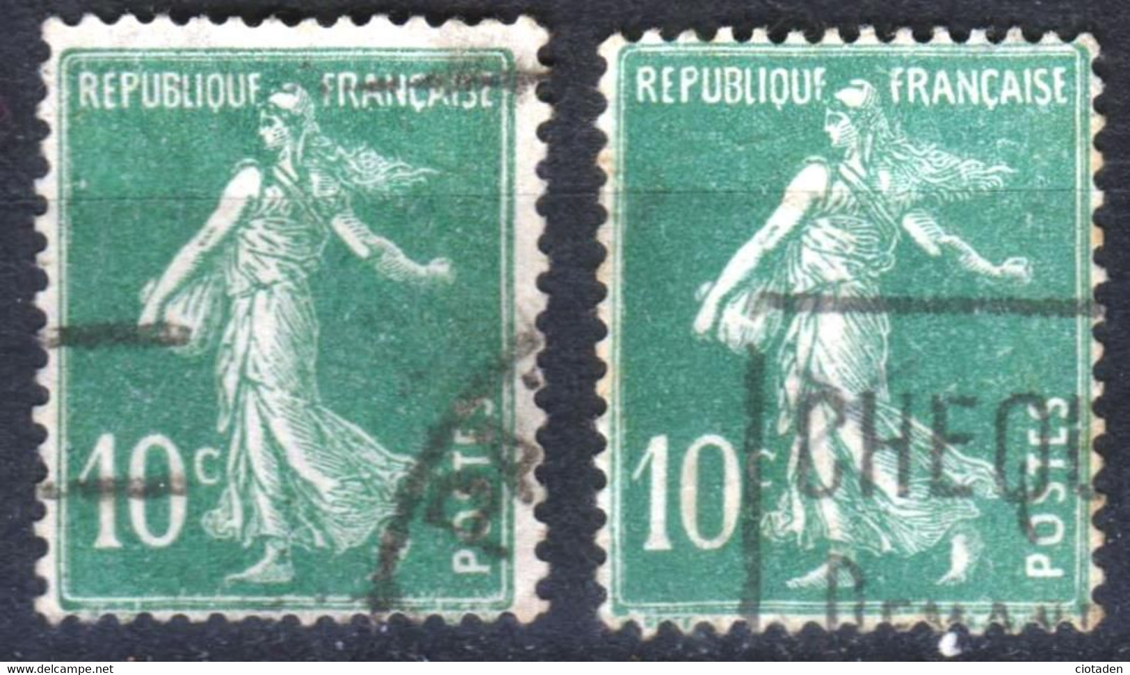 Semeuse - 1921 - 10c Vert- YT 159   - Variété - Gebruikt