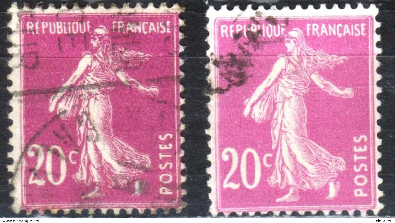 Semeuse - 1924 - 20c Lilas Rose- YT 190   - Variété - Oblitérés