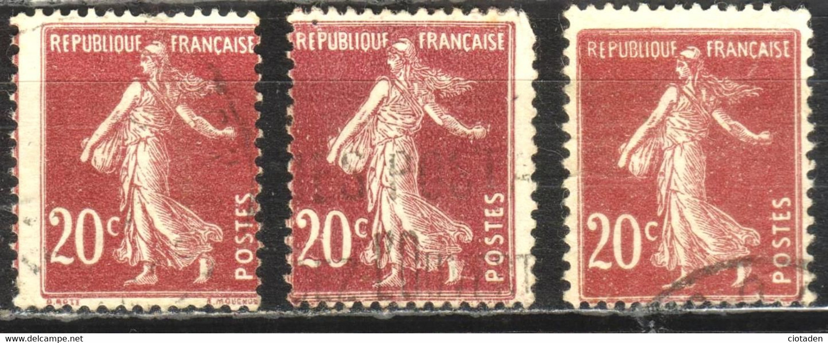 Semeuse - 1924 - 20c Lilas - YT 190M   - Variété - Used Stamps