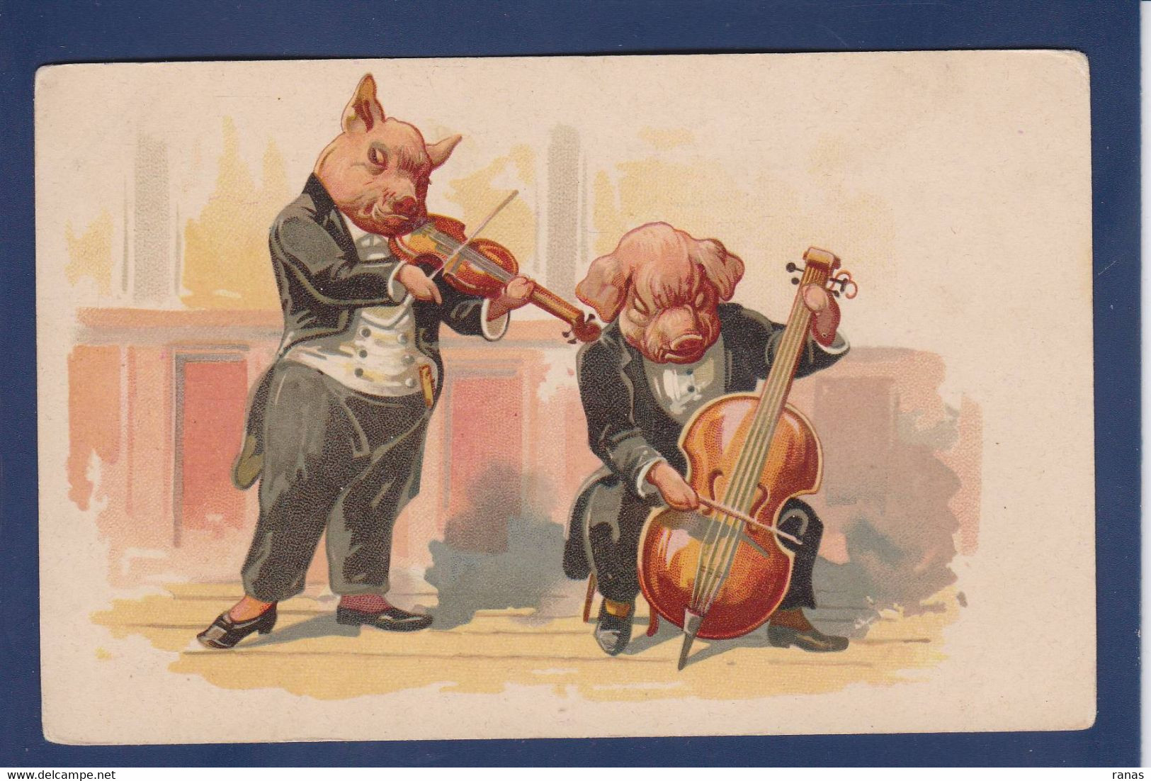 CPA Cochon Pig Surréalisme Non Circulé Position Humaine Violon Musique - Schweine