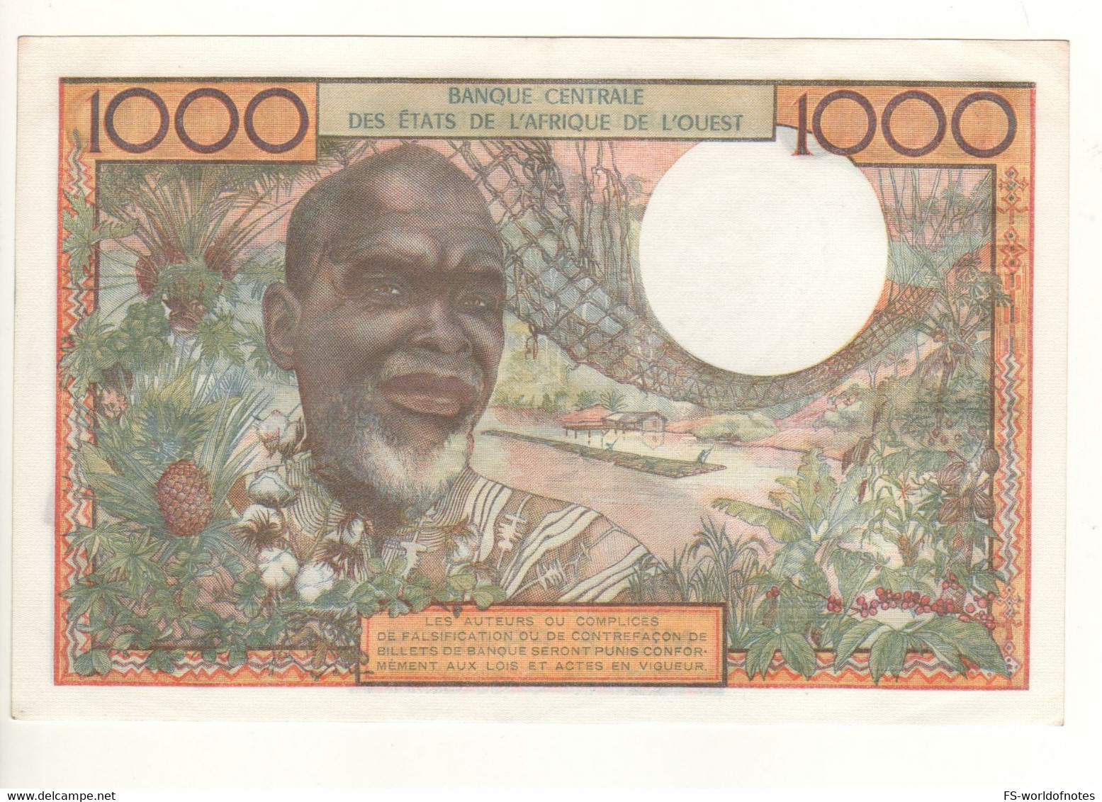 IVORY COAST  1'000 Francs   P103An    WEST AFRICAN STATES  Attractive   (ND  1965) Almost Uncirculated - Costa D'Avorio