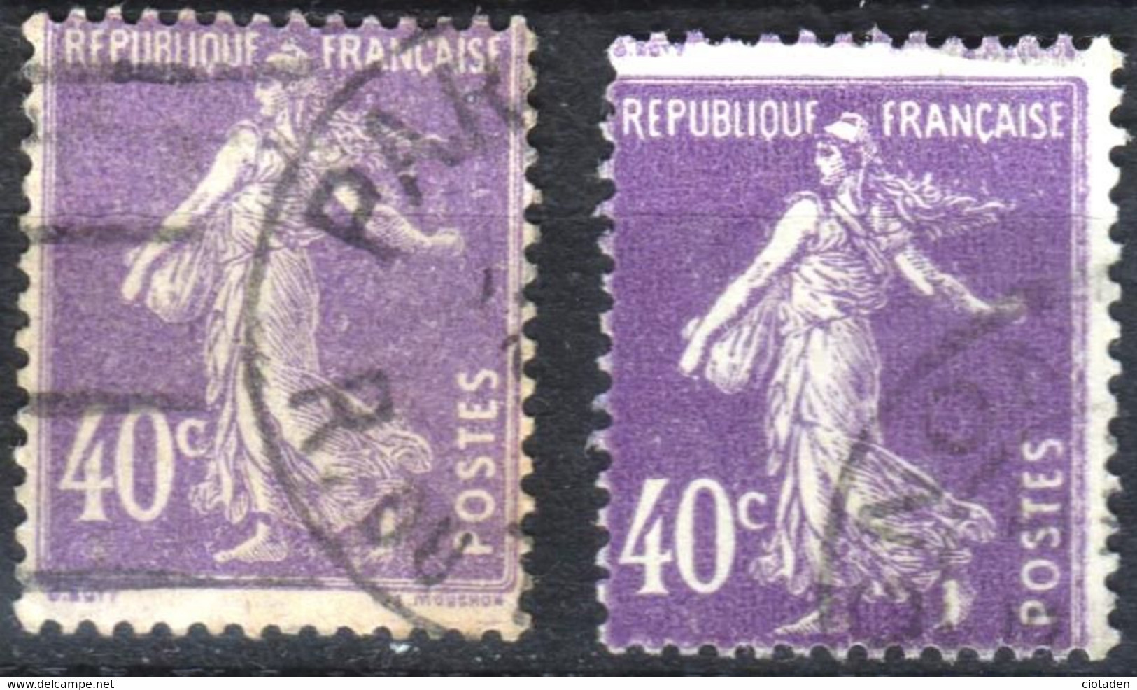Semeuse - 1927 - 40c Violet - YT 236  - Variété - Oblitérés