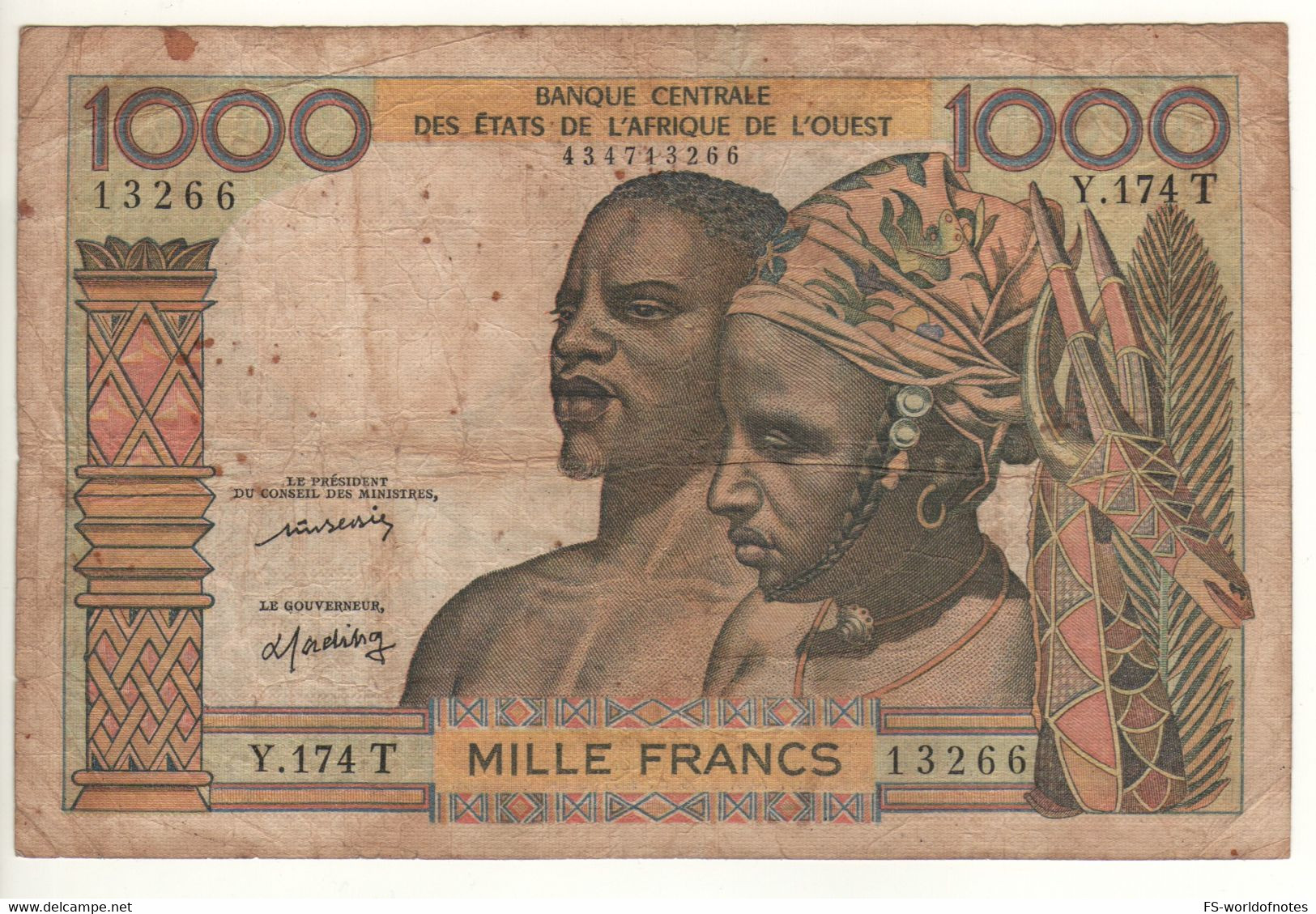 FRENCH WEST AFRICA  ( Togo )  1'000 Francs P803Tm  ( ND  1965 ) - Togo