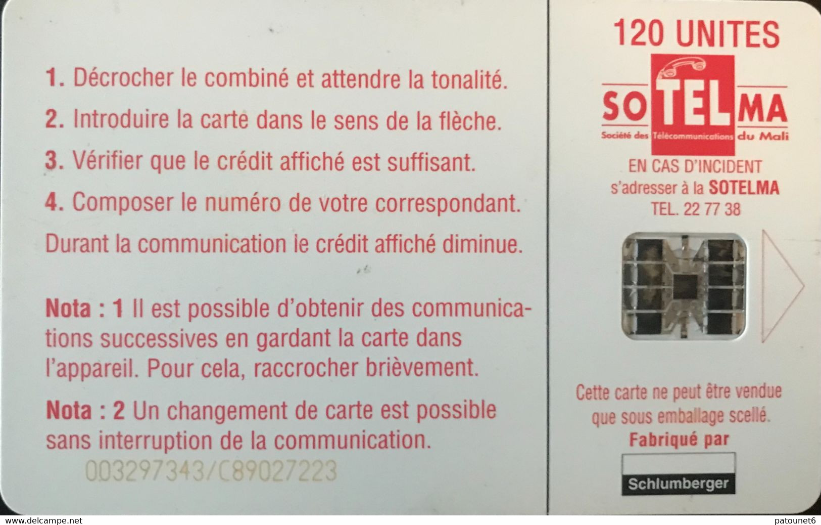 MALI  -  Phonecard  -  SOTELMA  -  SC 7  -  Chaussée Submersible De Kayes  -  120 Unités - Malí