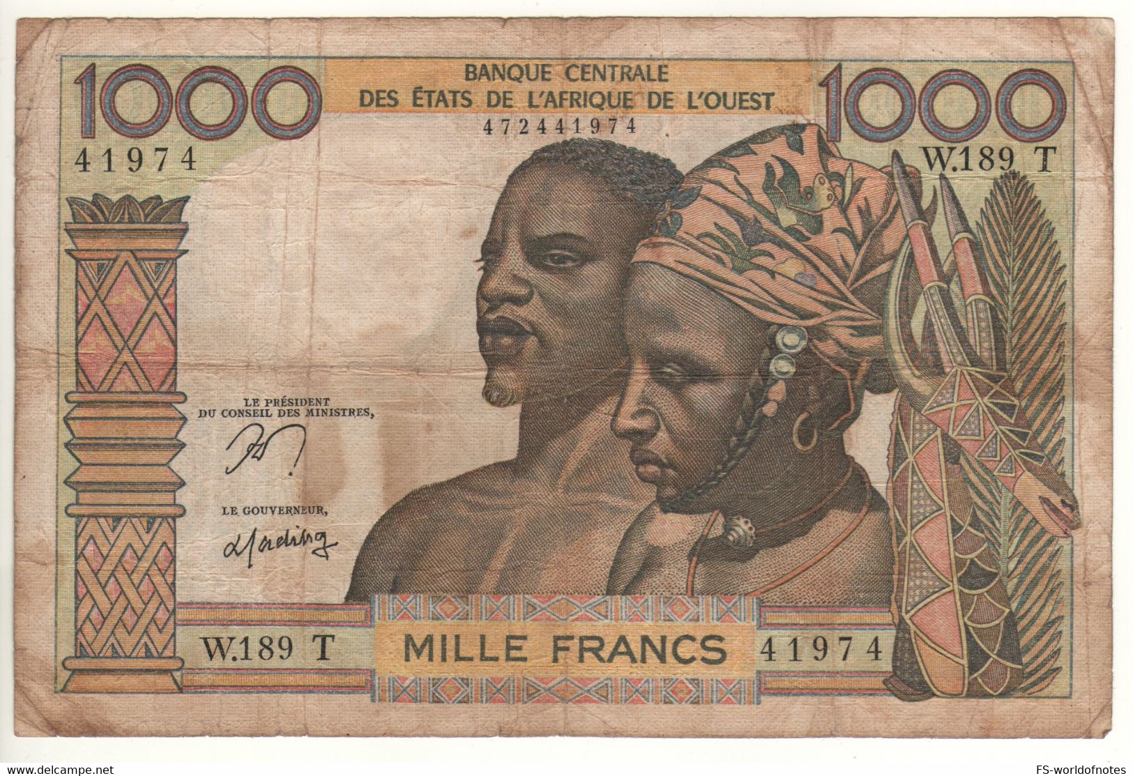 FRENCH WEST AFRICA  ( Togo )  1'000 Francs P803Tn  ( ND  1965 ) - Togo