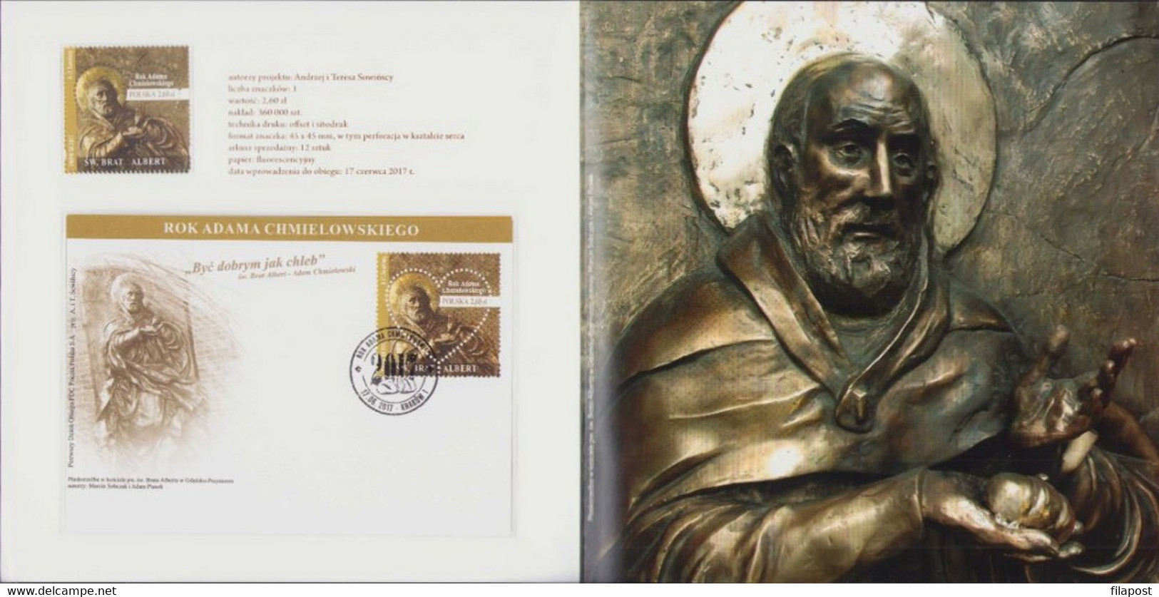 Poland 2017 Souvenir Booklet / The Year Of Adam Chmielowski, Saint Brother Albert, Heart, Bread / FDC And Stamp MNH** - Postzegelboekjes