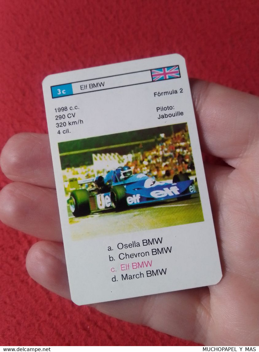 CROMO CARTA NAIPE MINICARTA CARD O SIMIL F2 FORMULA 2 RACE CARS CARRERAS AUTOS PILOTO JABOUILLE ELF BMW UK VOITURE PILOT - Automobile - F1